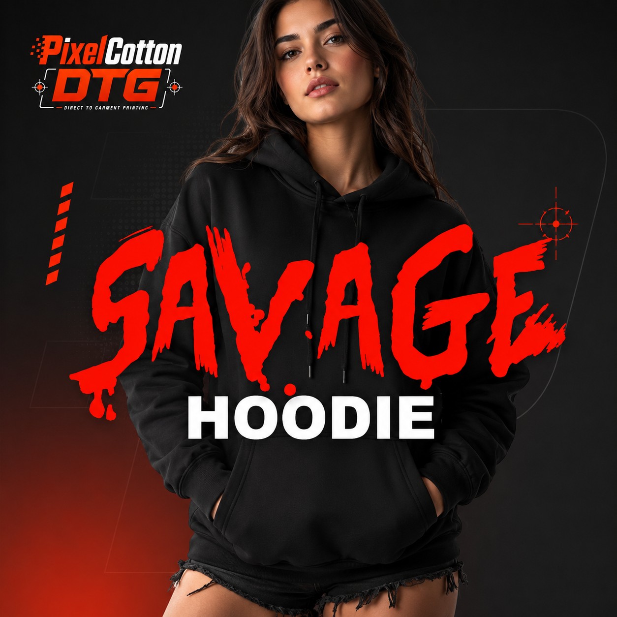 เสื้อ Hoodie Savage PixelCotton DTG